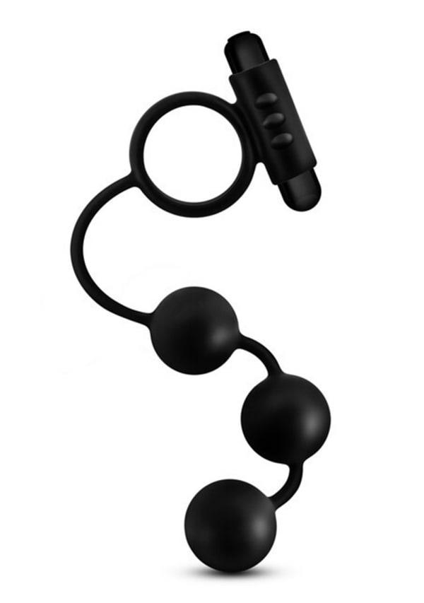 Couples | Anal Adventures Platinum – Silicone Anal Beads With Vibrating C-Ring Couples Black