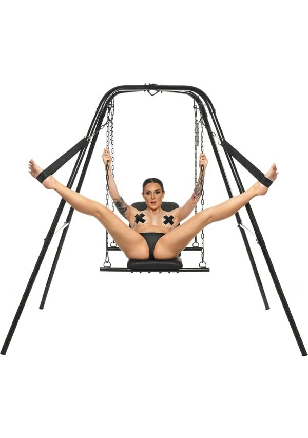 Couples | Throne Adjustable Sex Sling With Stand Couples Black