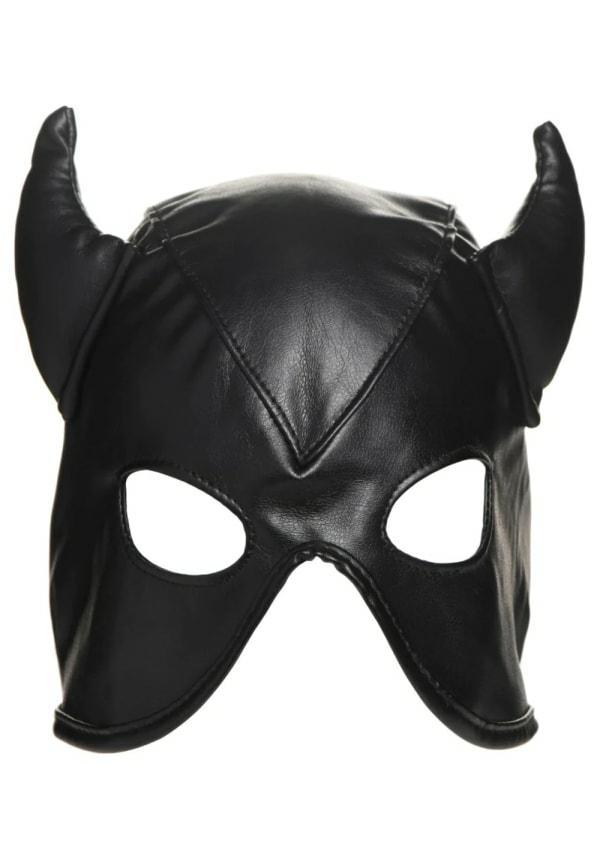 Fetish & Bondage | Dungeon Demon Bondage Hood With Horns Fetish & Bondage Black