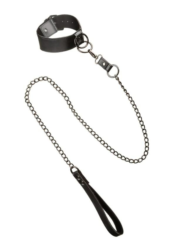 Fetish & Bondage | Euphoria Collection Collar With Chain Leash Fetish & Bondage Black