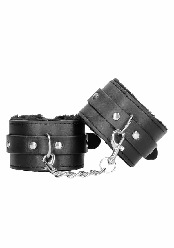 Fetish & Bondage | Plush Bonded Leather Hand Cuffs With Adjustable Straps Fetish & Bondage Black