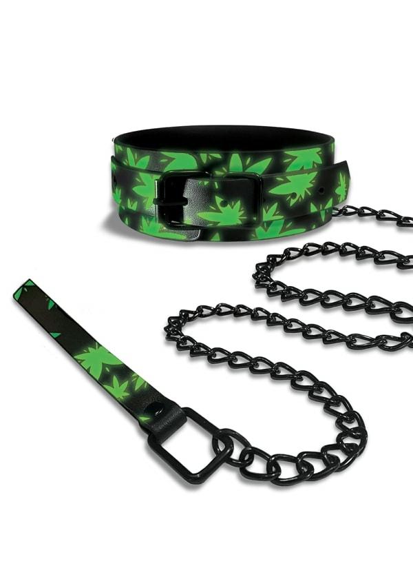 Fetish & Bondage | Stoner Vibes Chronic Collection Glow In The Dark Collar And Leash Fetish & Bondage Fetish & Bondage