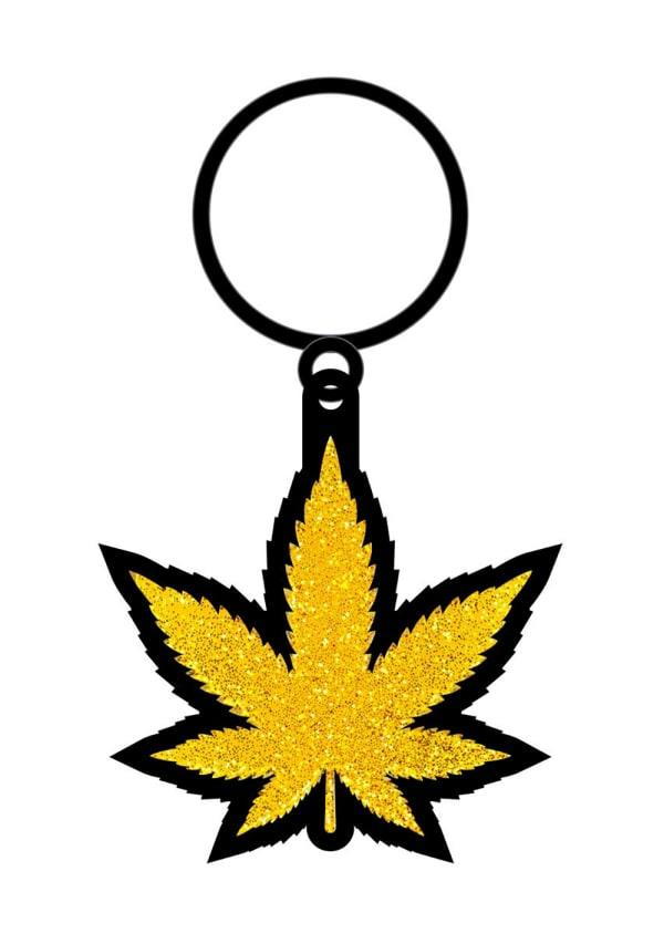 Gifts & Games | Gold Glitter Leaf Keychain Gifts & Games Gifts & Games